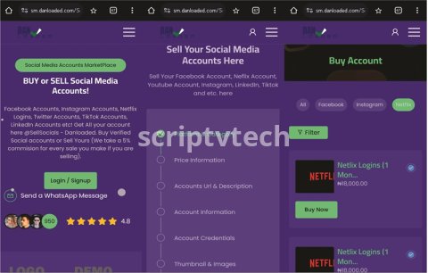 Buy or Sell Social media Accounts Script